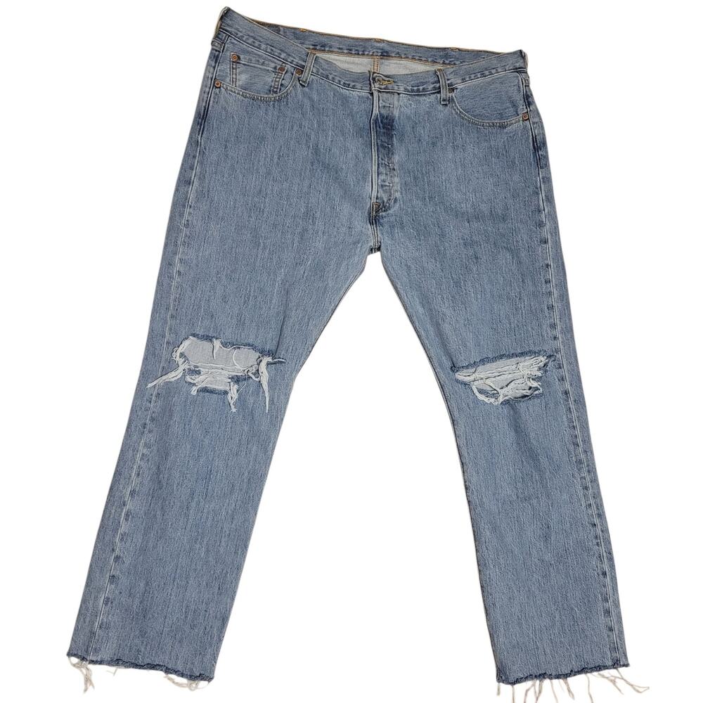Levi's 501 Button Fly Men's Blue Jeans Tag 42x32 Actual 42x31 Distressed Y2K EUC
